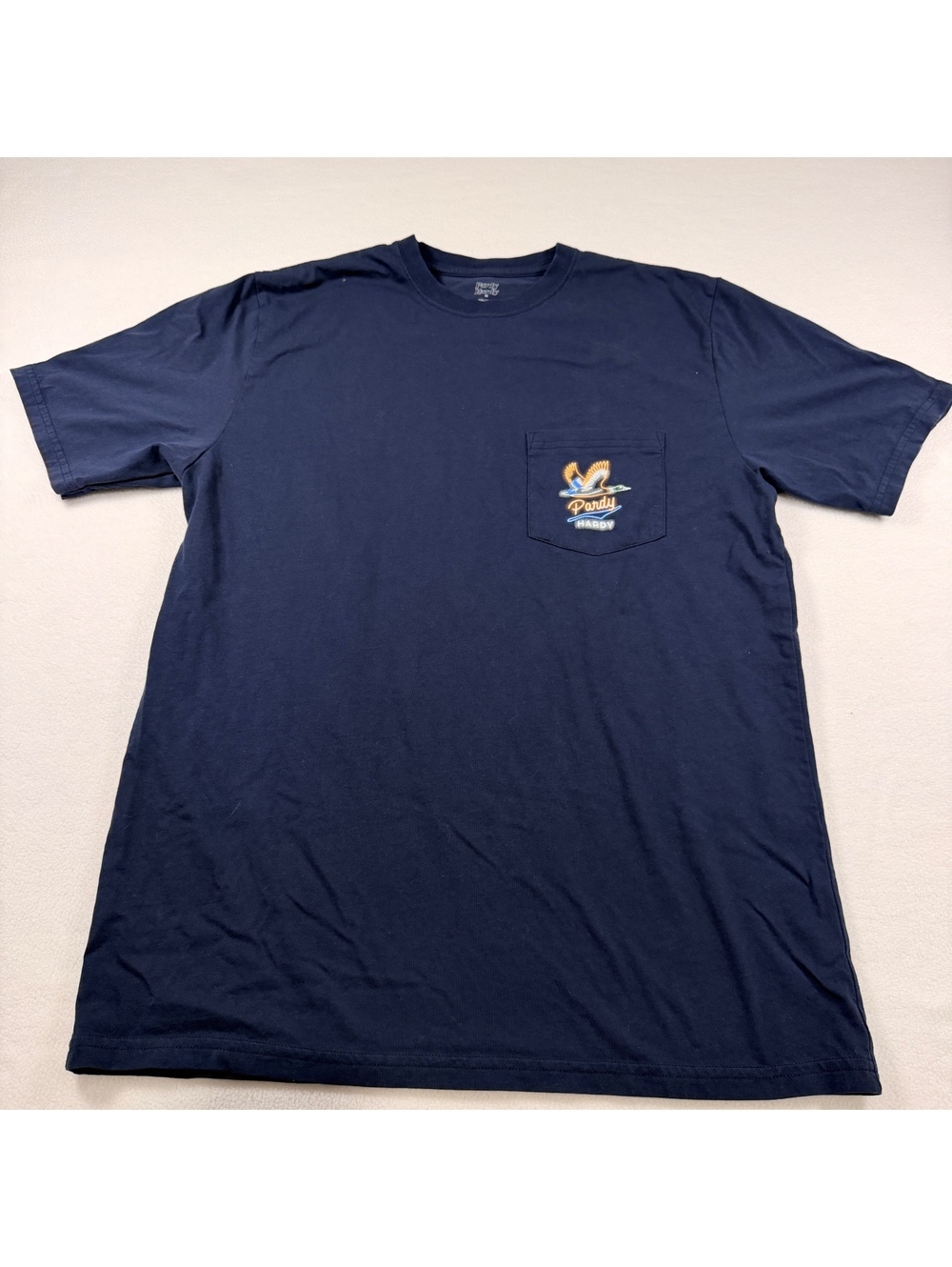 Pardy Hardy Mens M Neon Mallard Duck Graphic Pocket Tee